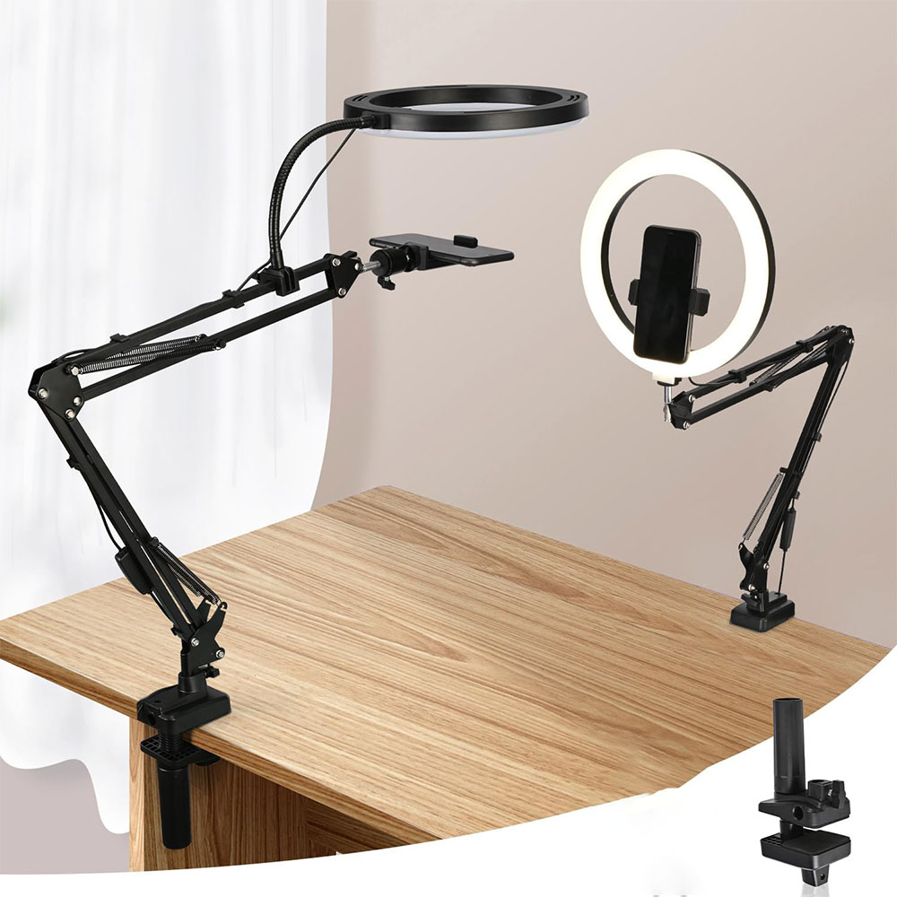 Photography Lighting Overhead - Ring Light with Stand and Phone