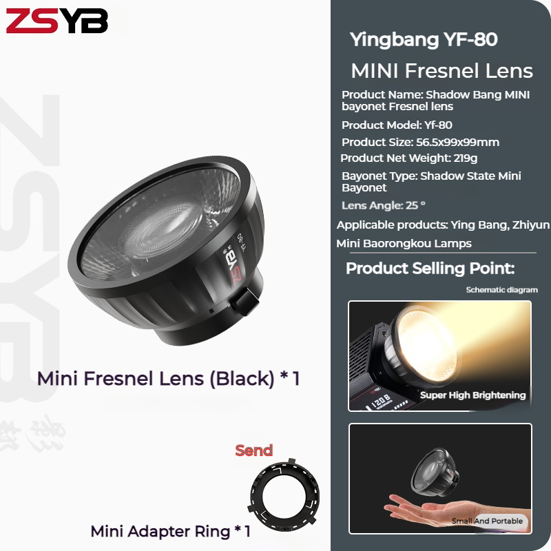 Fresnel Lens Attachment - ZSYB YF-80 Fresnel Lens 9 Times