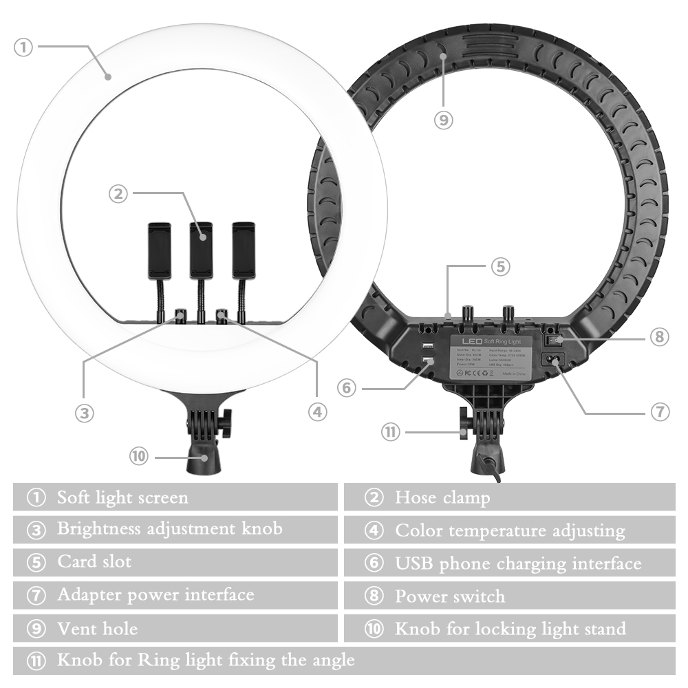 SH 18 Inch Knob Ring Light LED - Photography Lighting Overhead review and price