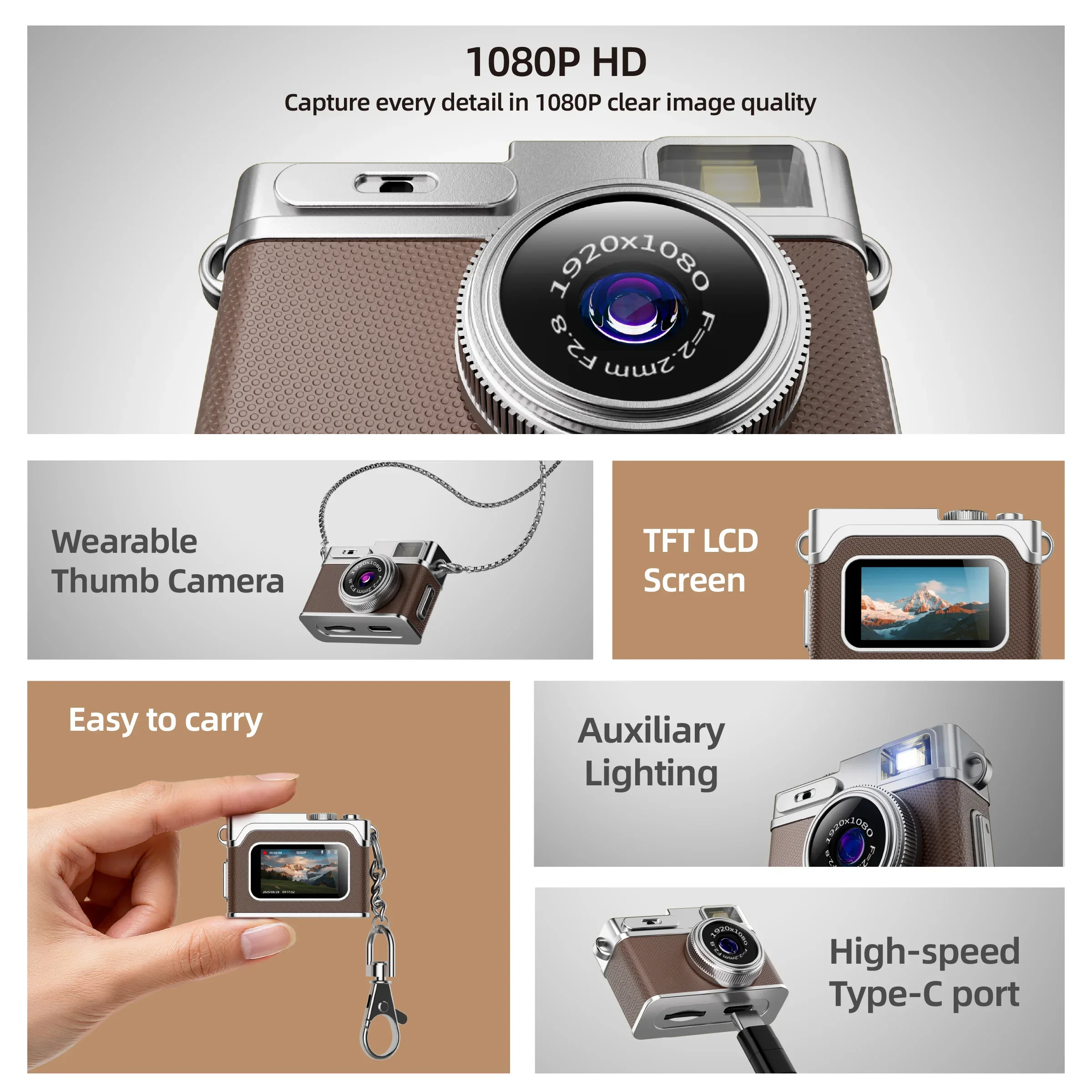 1080P Mini Retro Digital Camer - Photography Lighting Outdoor review and price