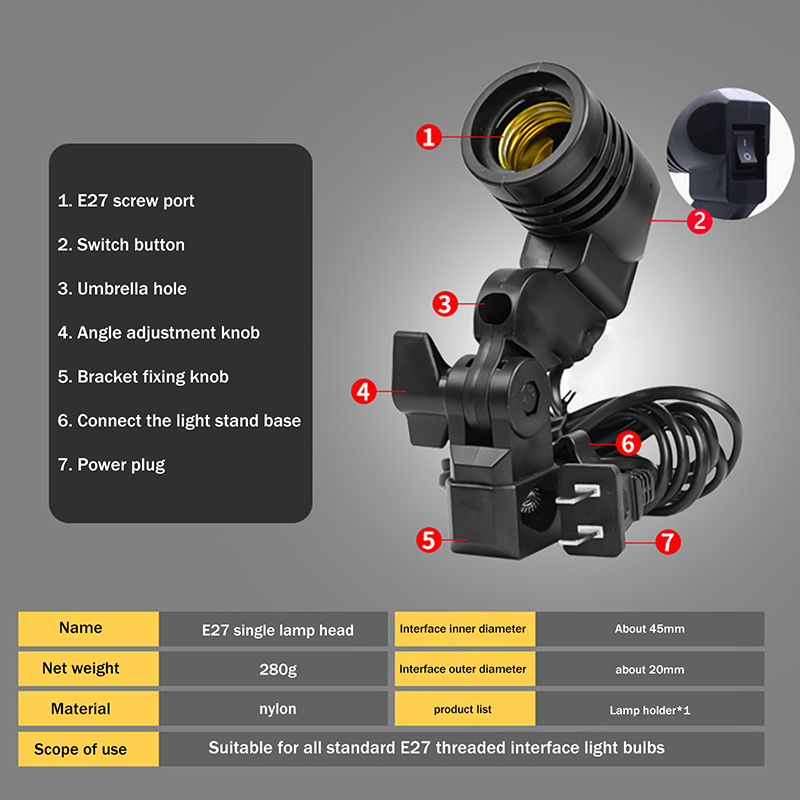 Hot Sale E27 AC Socket Lamp Si - Photography Lighting For Sale review and price